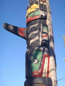 Centennial Pole, Killer Whale figure, Canada Avenue, Duncan, B.C.