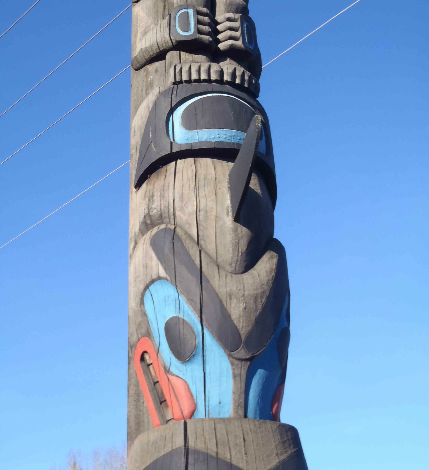 Chief's Pole, Killer Whale figure, Government Street at Kenneth Street, Duncan, B.C.