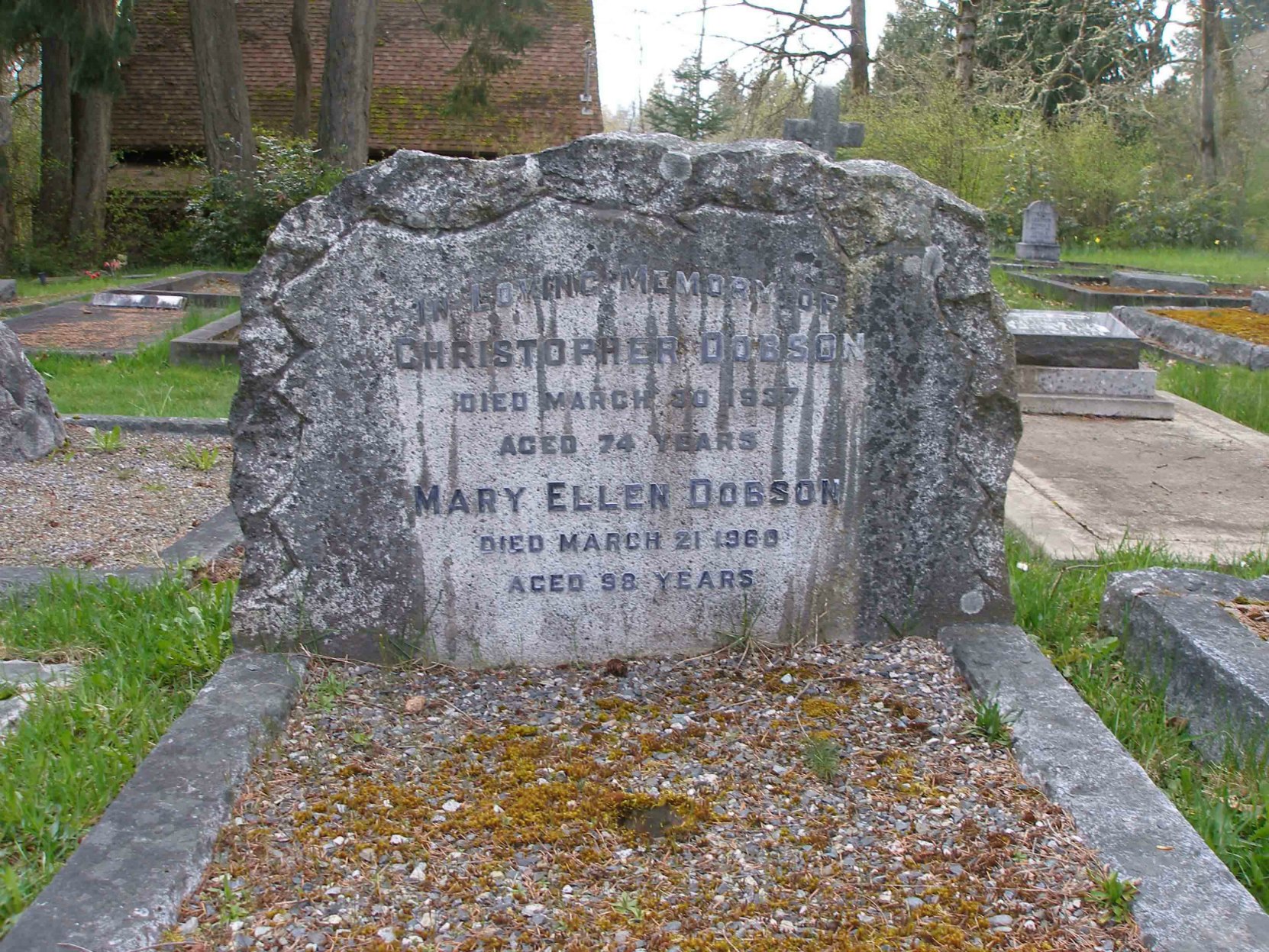 Christopher Dobson and Mary Ellen Dobson grave, St. Peter's Quamichan cemetery