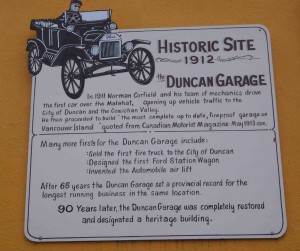 Historic Plaque on the Duncan Garage building