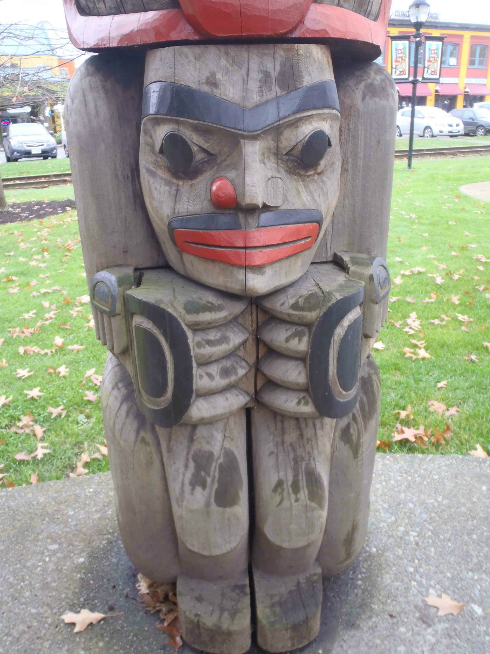 Owl Pole, Human figure, Charles Hoey Park, Canada Avenue, Duncan, B.C.