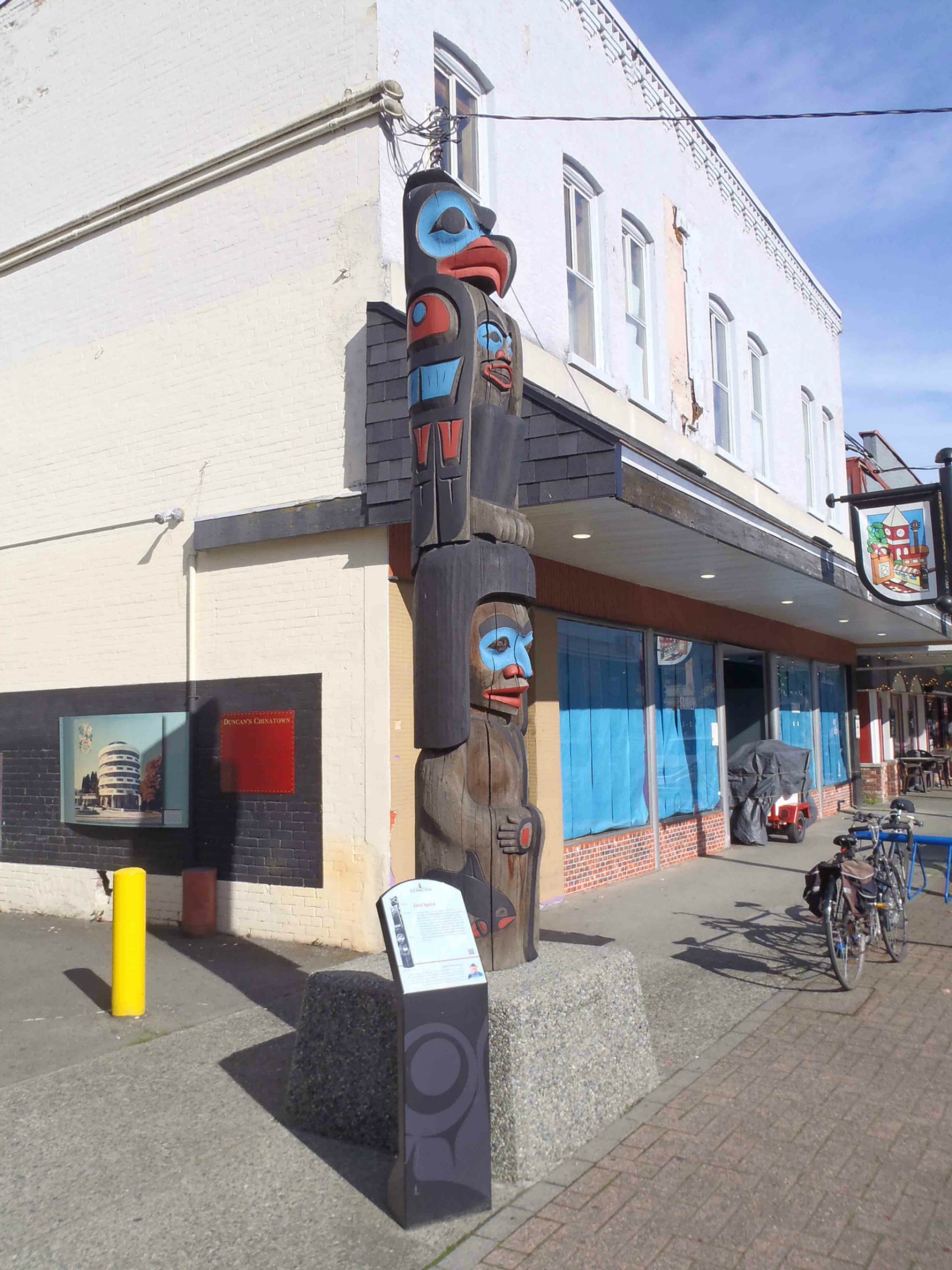 Owl Spirit totem pole, Station Street, Duncan, B.C,