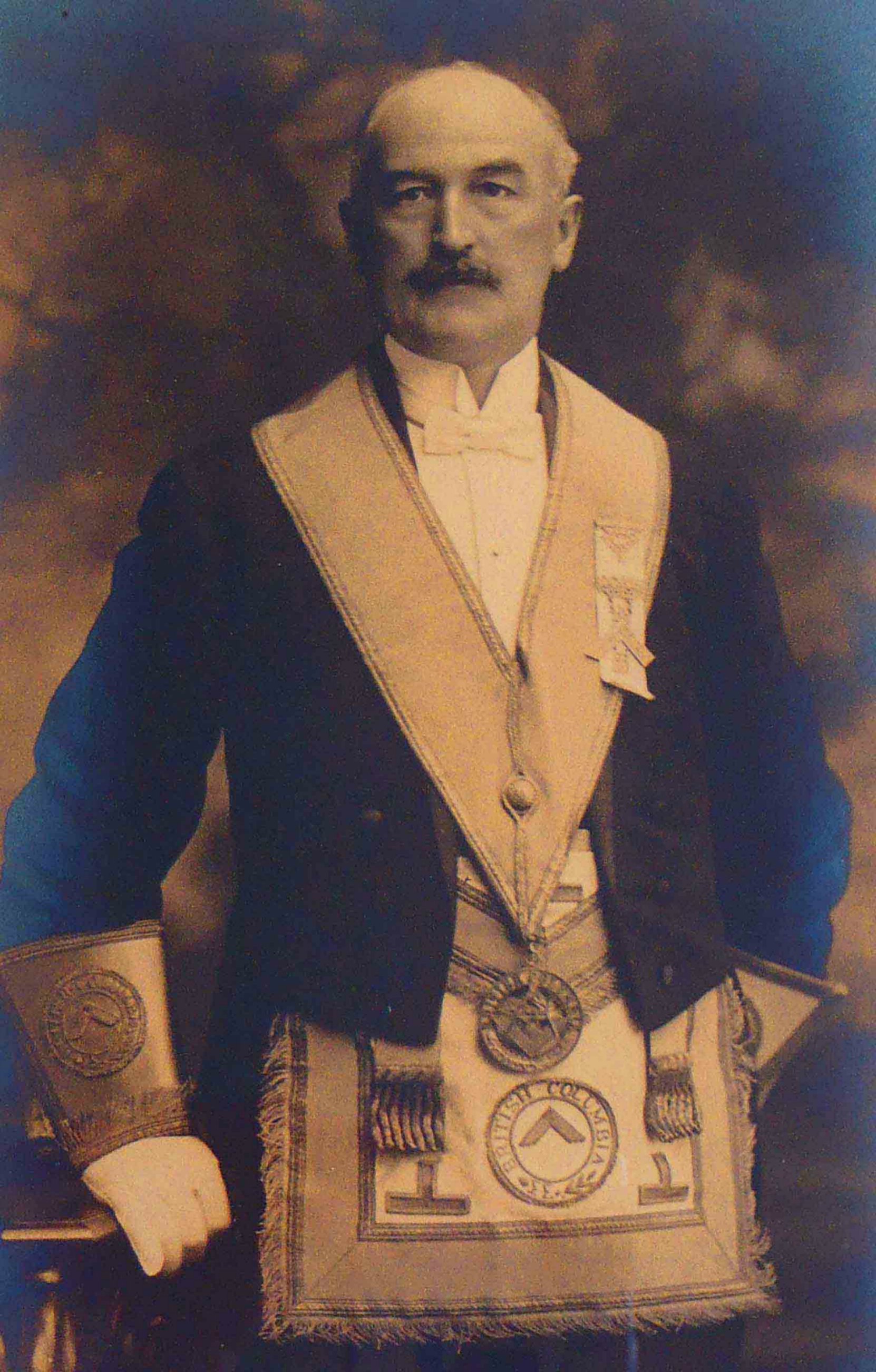 Thomas Pitt in Masonic regalia, circa 1918 (Photo courtesy of Temple Lodge, No.33 A.F.&A.M.)