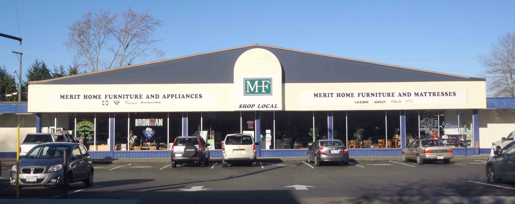 The Merit Home Furniture store, 107 Ingram Street. The building was originally built in 1967 at a Shop Easy grocery store.