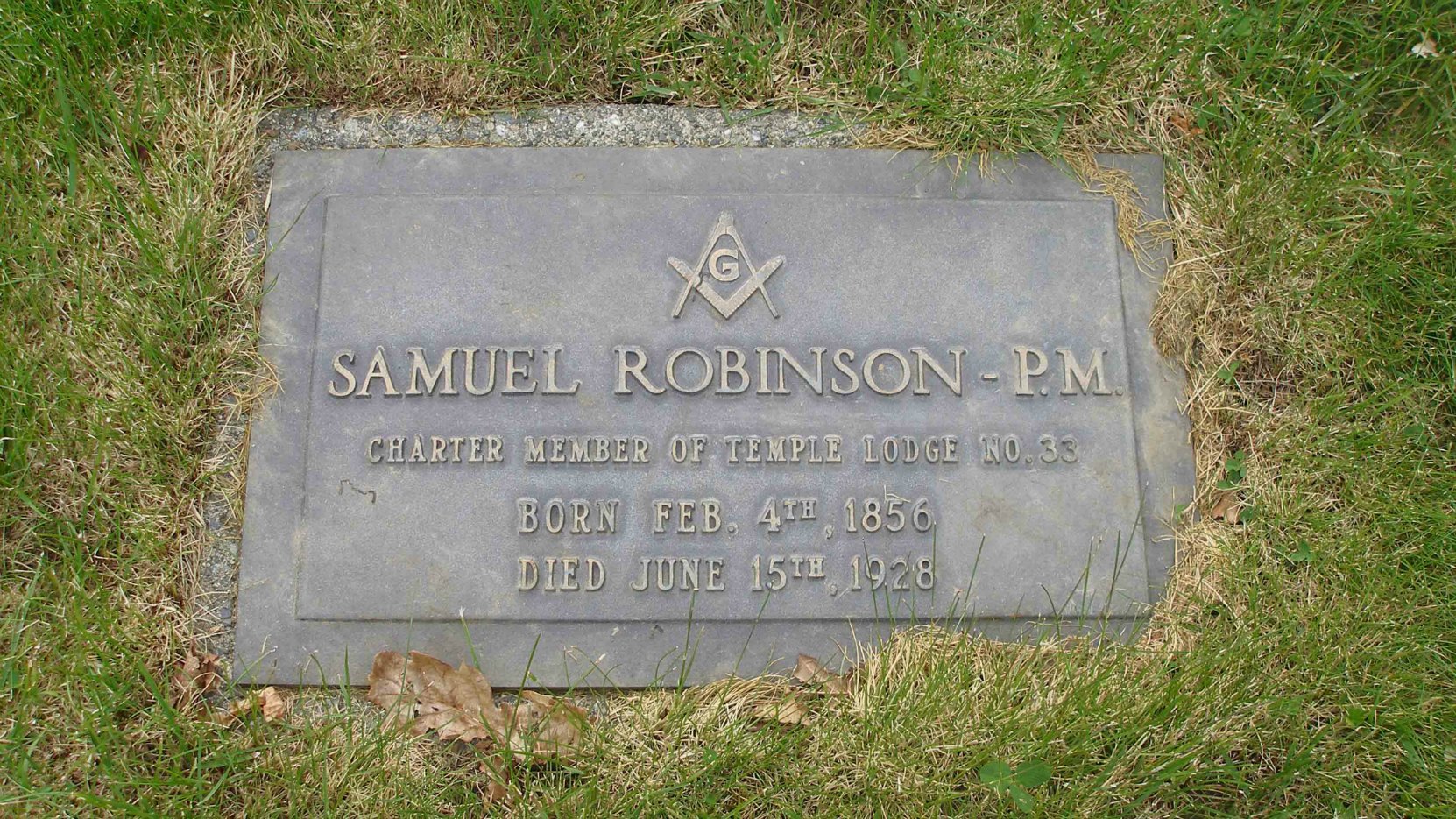 Samuel Robinson grave marker, St. Mary's Somenos Anglican cemetery, Somenos Road, North Cowichan