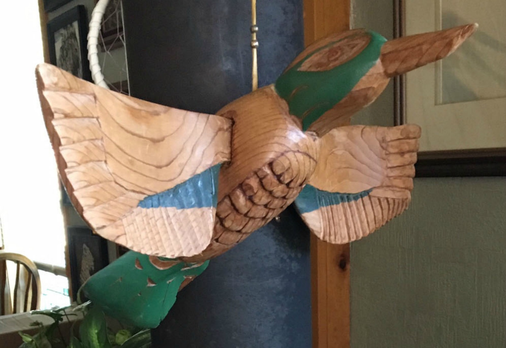 Carol Sanders provided us with this photo of a Simon Charlie Hummingbird carving she purchased from Simon Charlie in the 1990's (photo: Carol Sanders, Blue Eagle Gallery, used with permission)